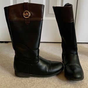 Kids Michael Kors, size 2 boots, black, brown and gold
